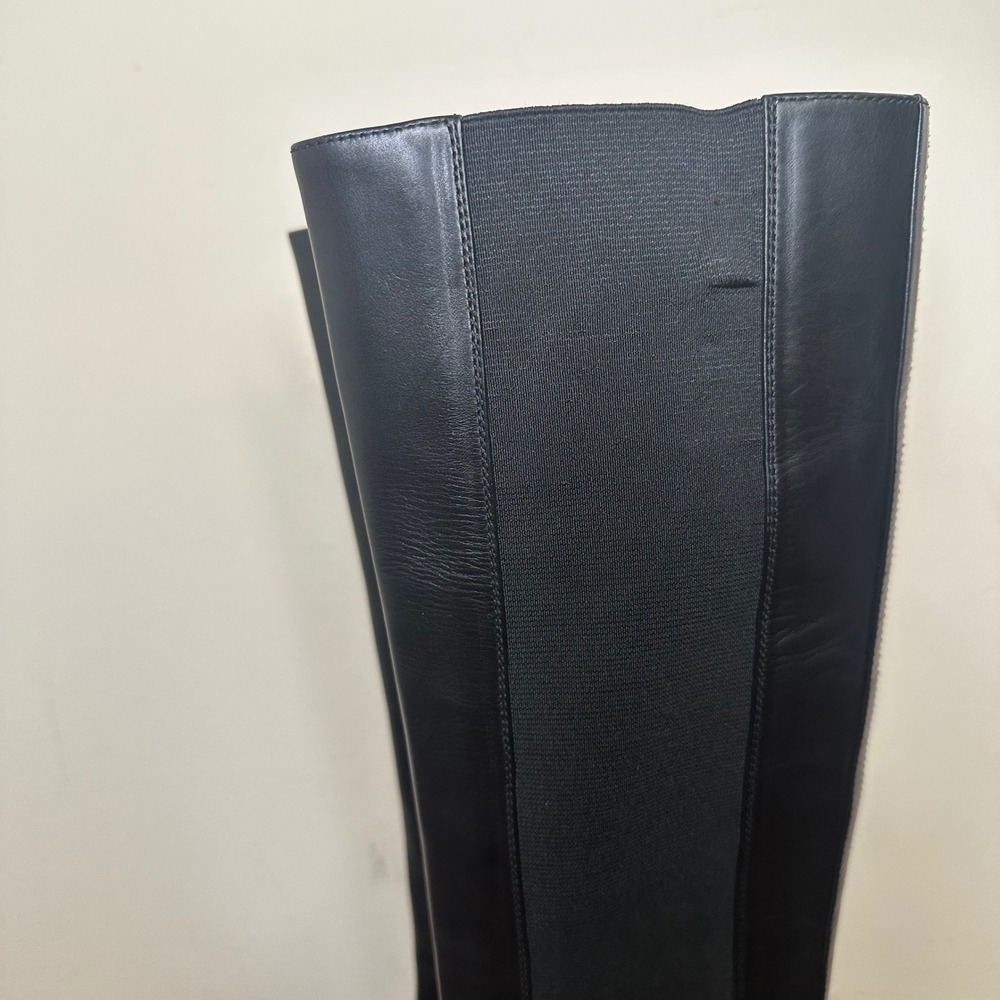 Jil Sander Black Leather Knee High Boots Elastic Sides 39.5 New w/Imperfections - Picture 10 of 11